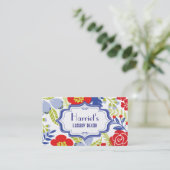 Red Blue Green  Floral Pattern Visitekaartje (Staand voorkant)