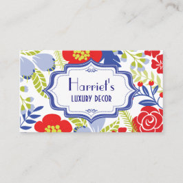 Red Blue Green  Floral Pattern Visitekaartje