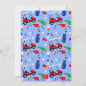 Red Blue & Green Golf Party Kaart (Achterkant)