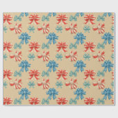 Red, Blue, Green, White Bow Pattern Cadeaupapier (Vlak)