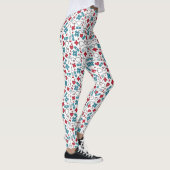 Red Blue Hearts Nurse Doctor Pattern Leggings (Rechts)