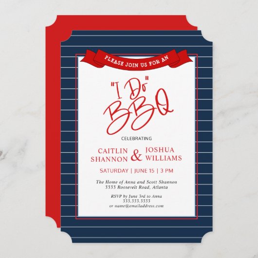 Red Blue I Do BBQ Bridal Show Invitation (Devant / Derrière)