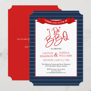 Red Blue I Do BBQ Bridal Shower Invitation Kaart