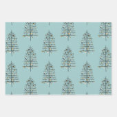 Red Blue Ice Winter Kerstboom Wreatay Holiday Inpakpapier Vel (Voorkant 2)