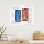 Red & Blue modern art  Poster (Keuken)