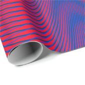 Red & blue Moiré Effect Modern Trippy Abstract Cadeaupapier (Rol Hoek)