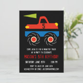 Red Blue Monster Truck Invitations de fête d'anniv (Debout devant)