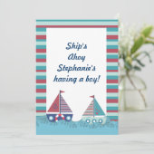 Red Blue Nautical Baby shower nautique Invitation (Debout devant)