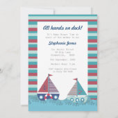 Red Blue Nautical Baby shower nautique Invitation (Dos)