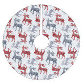 Red Blue Nordic Pattern Reindekerst Kerstboom Rok (Voorkant)