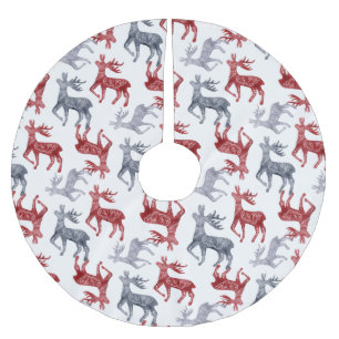 Red Blue Nordic Pattern Reindekerst Kerstboom Rok