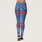 Red Blue Nordic Sweater Pattern Winter Kerstmis Leggings (Achterkant)