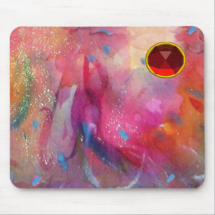 RED BLUE PINK ABSTRACTE WATERVERF Ruby Gemstone Muismat