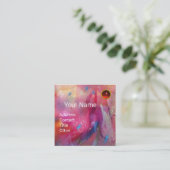 RED BLUE PINK ABSTRACTE WATERVERF Ruby Gemstone Vierkante Visitekaartje (Staand voorkant)