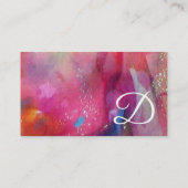RED BLUE PINK ABSTRACTE WATERVERF Ruby Gemstone Visitekaartje (Achterkant)
