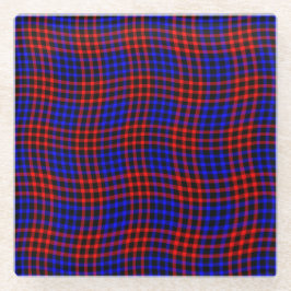 Red Blue Plaid Checker Seamless Pattern Glazen Onderzetter