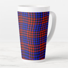 Red Blue Plaid Checker Seamless Pattern Latte Mok