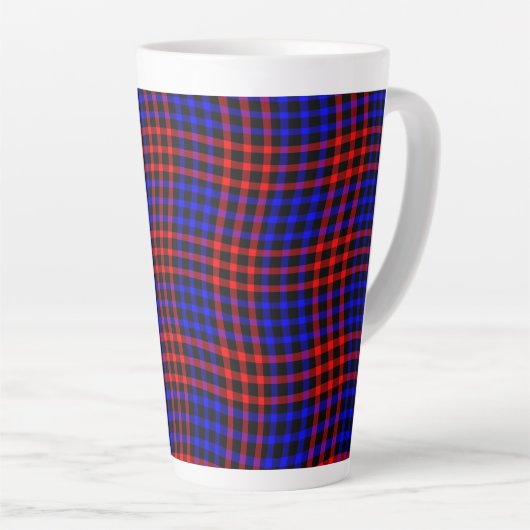 Red Blue Plaid Checker Seamless Pattern Latte Mok (Rechterhoek)