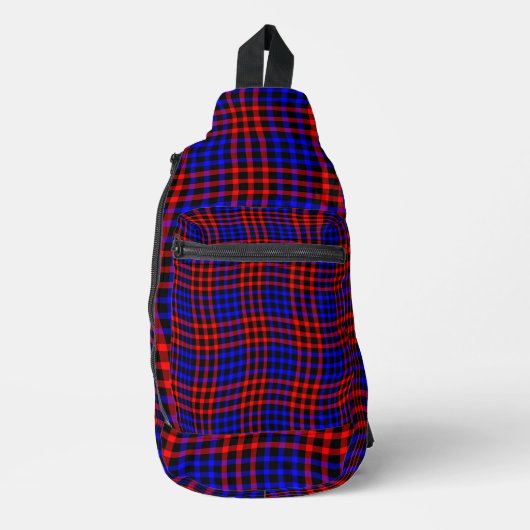Red Blue Plaid Checker Seamless Pattern Sling Bag (Voorkant)