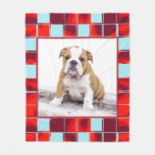 Red Blue Play Bulldog Dog Foto Fleece Deken (Voorkant)