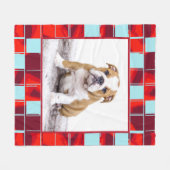 Red Blue Play Bulldog Dog Foto Fleece Deken (Voorkant (Horizontaal))