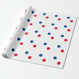 Red Blue Polka Dots White, aangepast kleurrijk, he Cadeaupapier