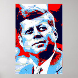 Red Blue Pop Art JFK John F. Kennedy Poster