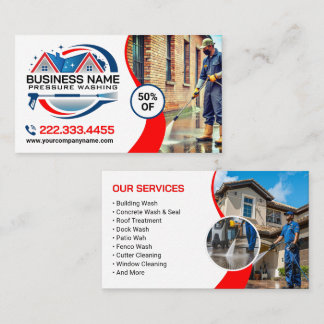 Red Blue Power Wash House Cleaning Services Visitekaartje