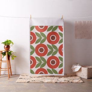 Red,blue,retro,flower pattern,vintage,Scandinavian Stof