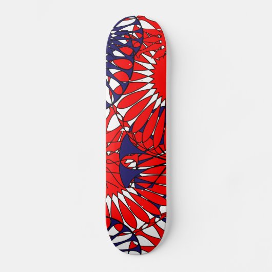 Red Blue Retro Pattern Skateboard (Voorkant)