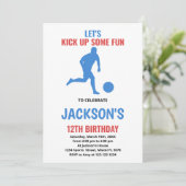 Red Blue Runer Soccer Invitations Anniversaire (Debout devant)
