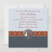 Red Blue Sailboat Baby shower Kaart (Achterkant)