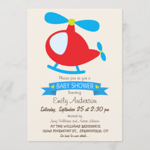 Red & Blue Speelgoed Helikopter Baby shower Kaart