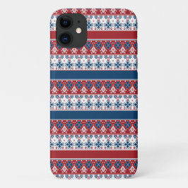 Red Blue Striped Noors patroon iPhone 11 Hoesje