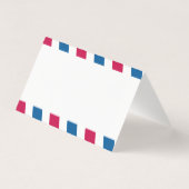 Red Blue Stripes Airmail Mariage Cartes de Place (Back)