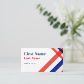 Red Blue Stripes Carte de visite de campagne polit (Debout devant)