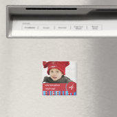 Red Blue Stripes & Dots Anniversaire Photo Magnet (In Situ (Lave-vaisselle))