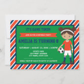 Red Blue Tan Girl Football Invitation Anniversaire (Devant)