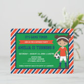 Red Blue Tan Girl Football Invitation Anniversaire (Debout devant)