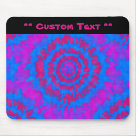 Red & Blue Tie Dye Mouse Pad w/ Custom Text Muismat