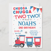 Red Blue Train 2ème anniversaire Invitation (Devant)