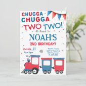 Red Blue Train 2ème anniversaire Invitation (Debout devant)