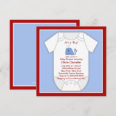 Red Blue Whale Baby Boy Shower Kaart (Voorkant / Achterkant)