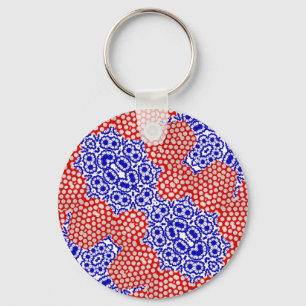 Red Blue White Polka Dot Lacy Floral Pattern Sleutelhanger