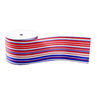 Red Blue White Stripes Cool Modern Unisex Pattern Grosgrain Lint