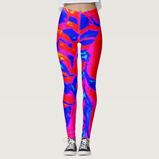 Red Blue Wild Animal Lion Leggings (Voorkant)