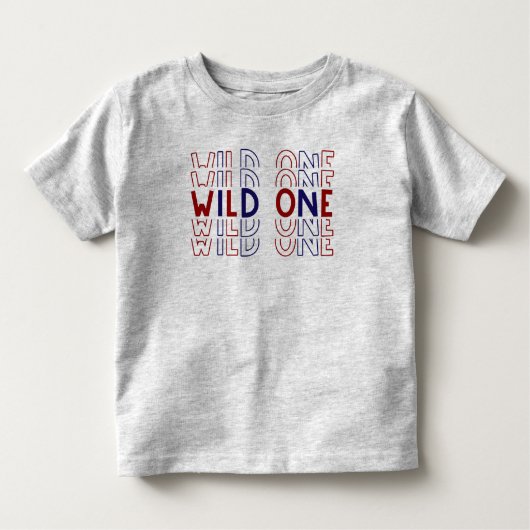 Red Blue Wild One Text Kinder Shirts (Voorkant)