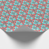 Red Blue Xmas Geometric Nordic Pattern Cadeaupapier (Hoek)