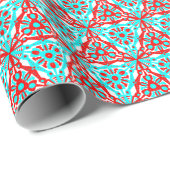 Red Blue Xmas Geometric Nordic Pattern Cadeaupapier (Rol Hoek)