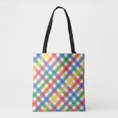 Red Blue Yellow and Green Plaid Print  Draagtas (Voorkant)